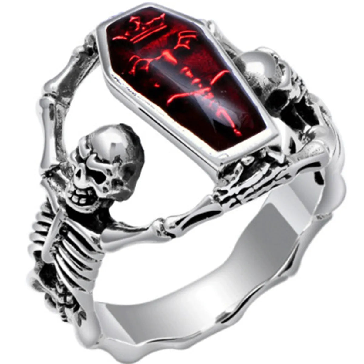 wedding rings with emeralds for women -Retro Punk Skeleton Alloy Plating Men'S Rings