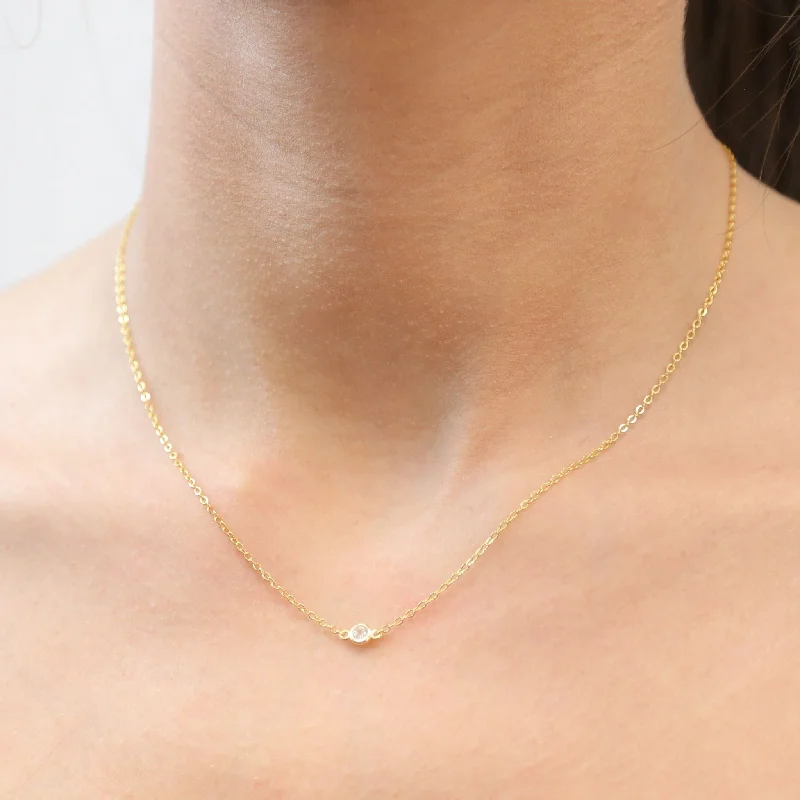 sparkling love heart necklaces for women -CLIO - Dainty Gold Necklace