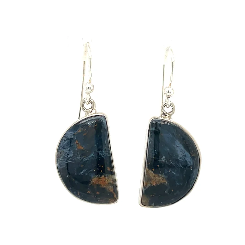 sparkling pearl drop earrings for women -Sterling Silver Pietersite Earrings