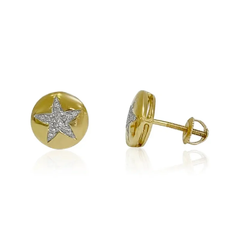 luxury diamond drop earrings for women -Yellow Gold Diamond Star Earrings