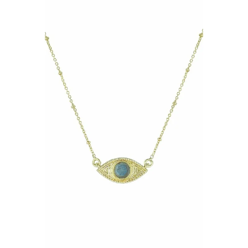 emerald pendant necklaces for women -Labradorite Evil Eye