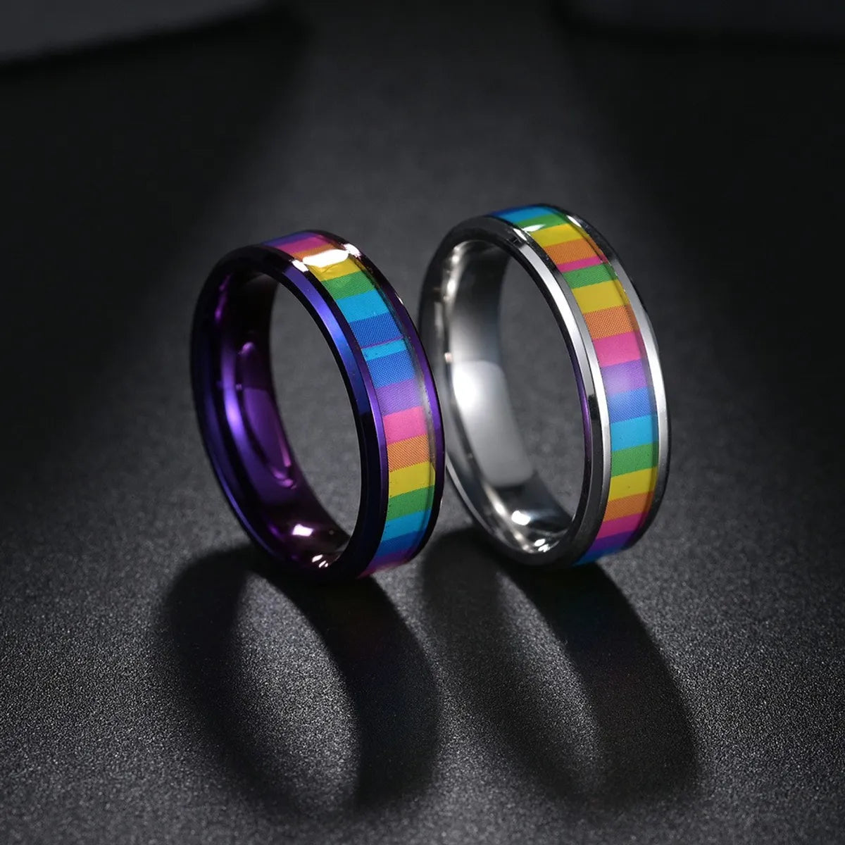 affordable wedding rings for women -Hip-Hop Retro Solid Color 201 Stainless Steel Purple Plated Men'S Rings