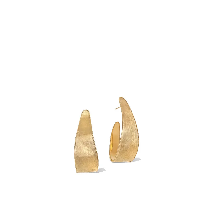 trendy drop earrings for women -Marco Bicego Lunaria Collection 18K Lunaria Yellow Gold Small Hoop Earrings OB1760 Y