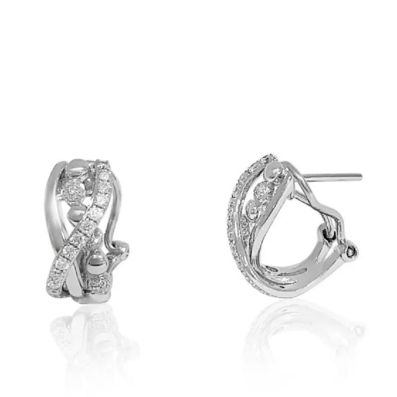 radiant gemstone stud earrings for women -White Gold Diamond Lever Back Earrings