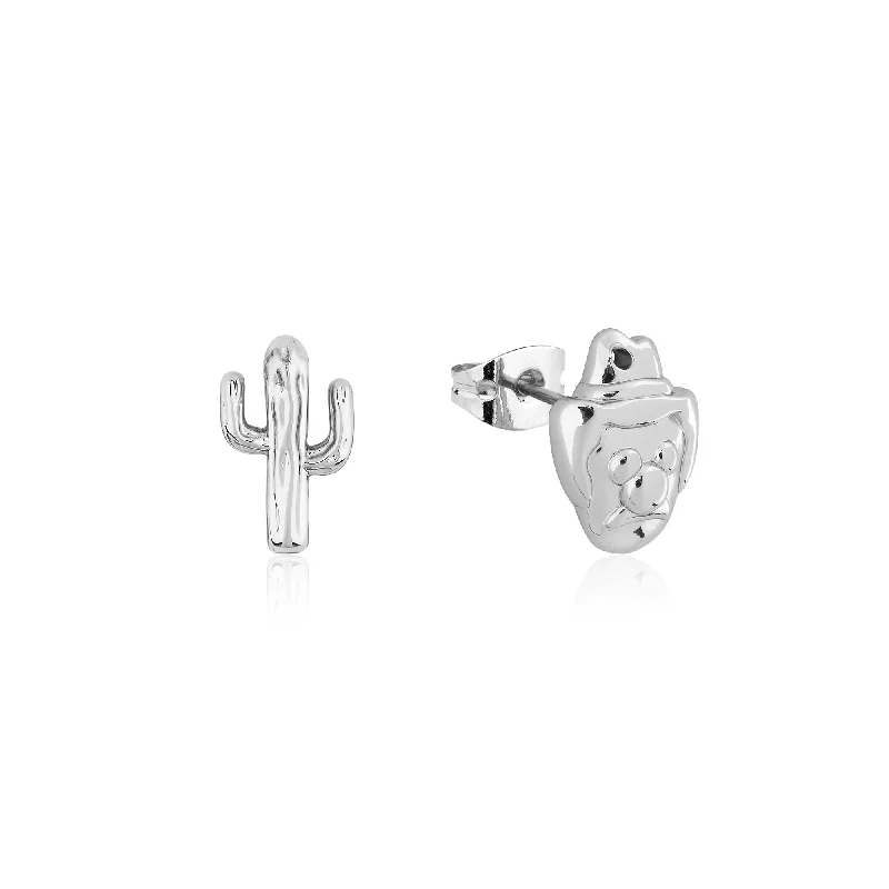 chic drop gemstone earrings for women -Streets Bubble O'Bill White Gold Plated Stainless Steel Cactus Mix Match Earrings