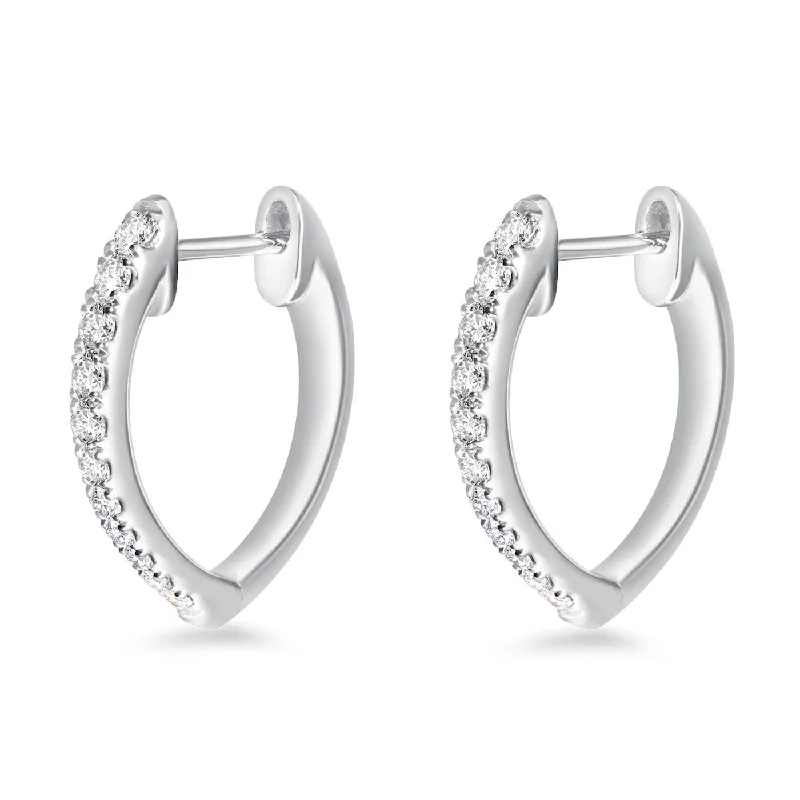 radiant diamond drop earrings for women -Memoire 18k White Gold Imperial Diamond Hoop Earrings