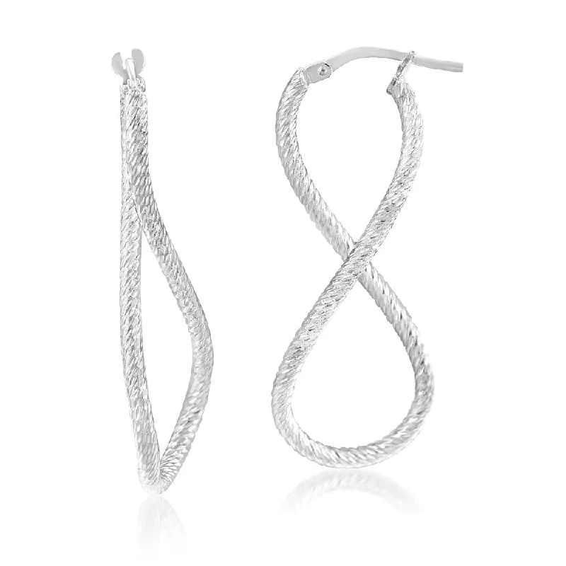 vibrant drop earrings for women -Sterling Silver Textured Infinity Hoop Earrings