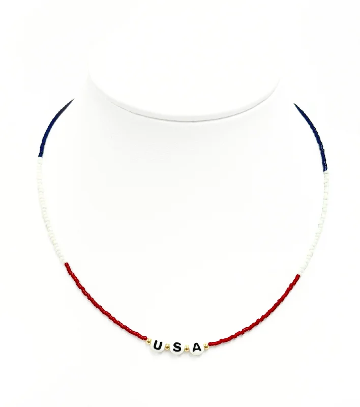 delicate bar necklaces for women -"USA" Multicolor Choker