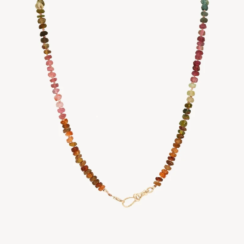 unique pendant necklaces with gemstones for women -tourmaline beaded mood necklace - 10k yellow gold, tourmaline