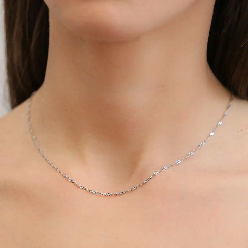 elegant gemstone bar necklaces for women -TANGLED - Silver Dainty Twisted Chain