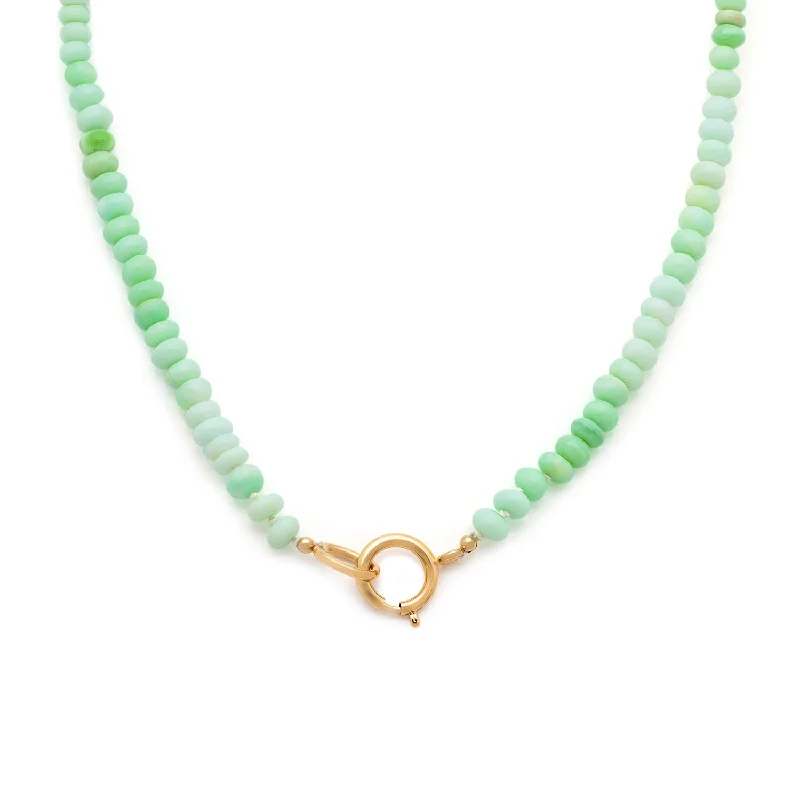 radiant gemstone bar necklaces for women -Gemstone Necklace | Bright Lime Opal