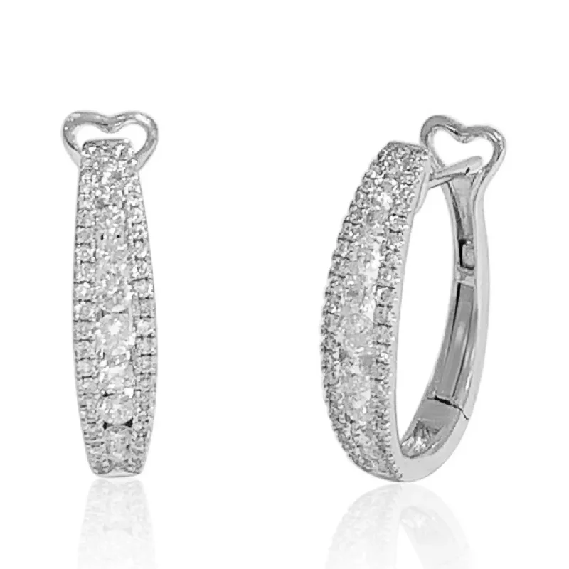 luxurious gold chandelier earrings for women -White Gold Diamond Hoop Earrings