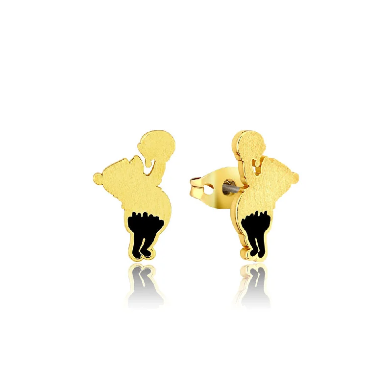 classic gemstone stud earrings for women -Disney Gold Plated Winnie The Pooh Honey Drip 15mm Stud Earrings