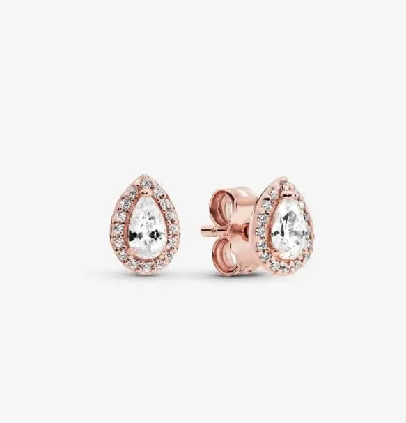 radiant gemstone stud earrings for women -Pandora Teardrop Halo Stud Earrings