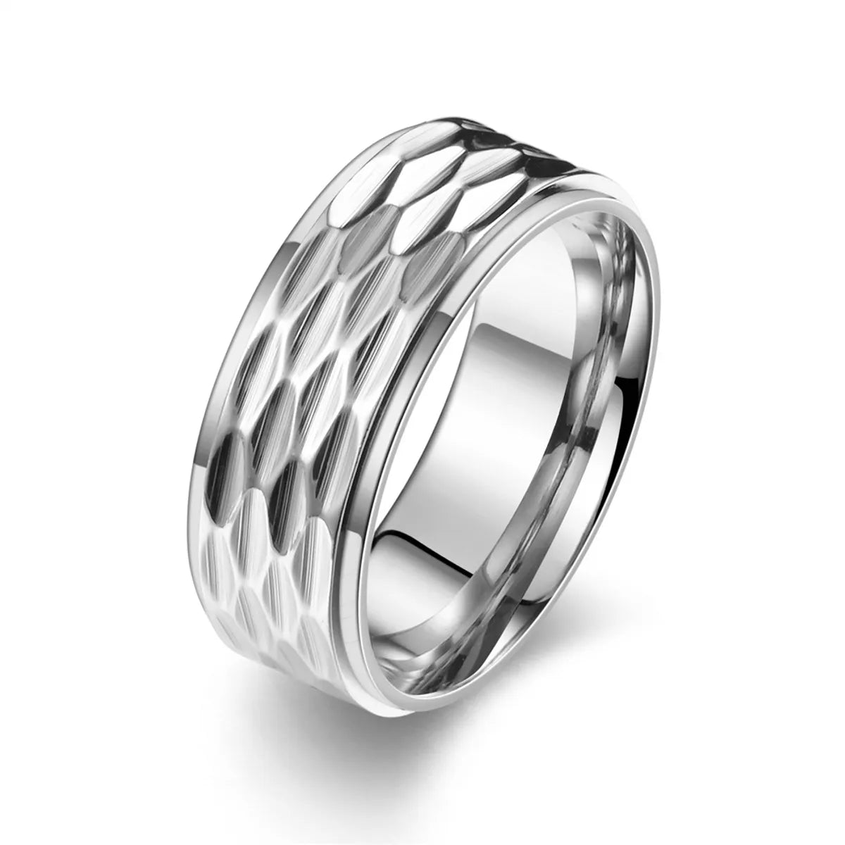 Steel Color Batch Flower Plaid Ring