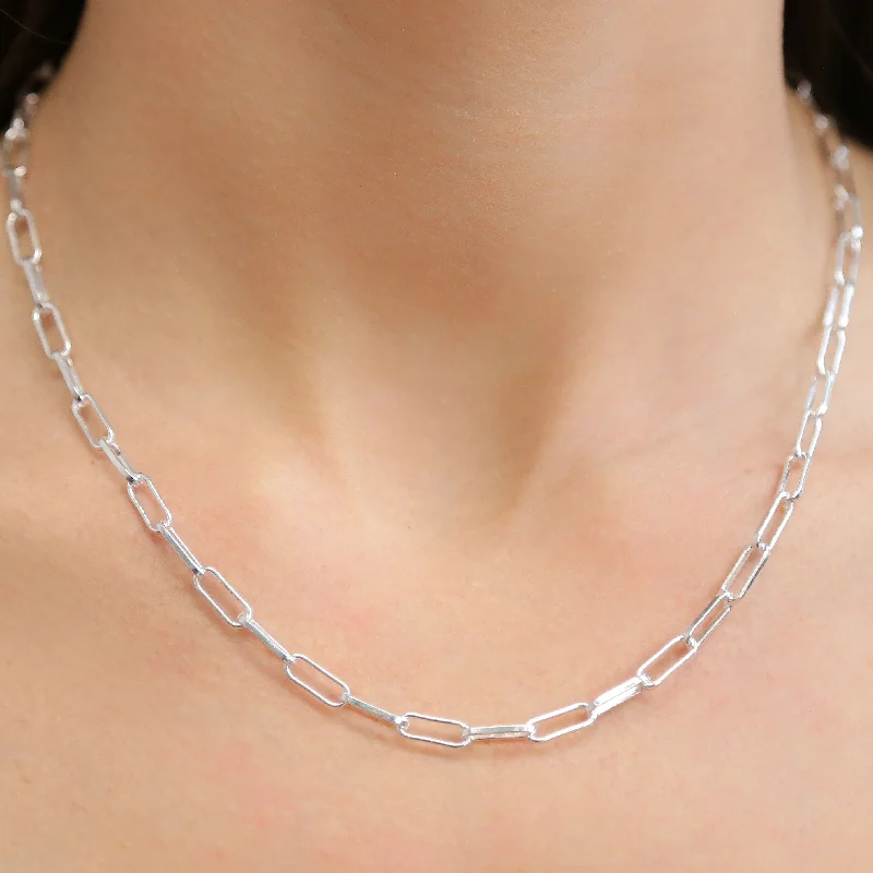 luxury pendant heart necklaces for women -CHAINED - Silver Link Chain Necklace