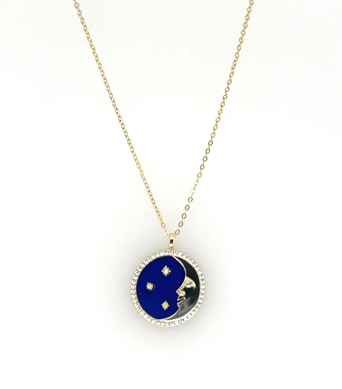 personalized birthstone necklaces for women -MOON MEDALLION "MYSTERIOUS" NECKLACE