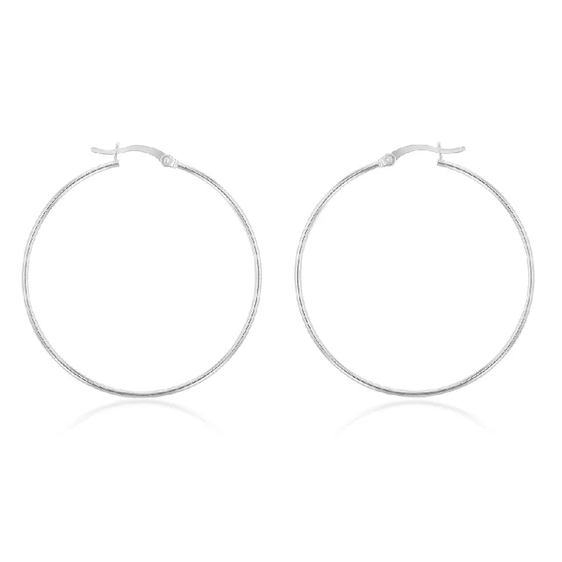 elegant dangle stud earrings for women -Sterling Silver Plain 40mm Hoop Earrings