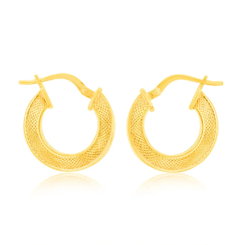 dazzling gemstone drop earrings for women -9ct Yellow Gold Silverfilled Fancy 10mm Hoop Earrings