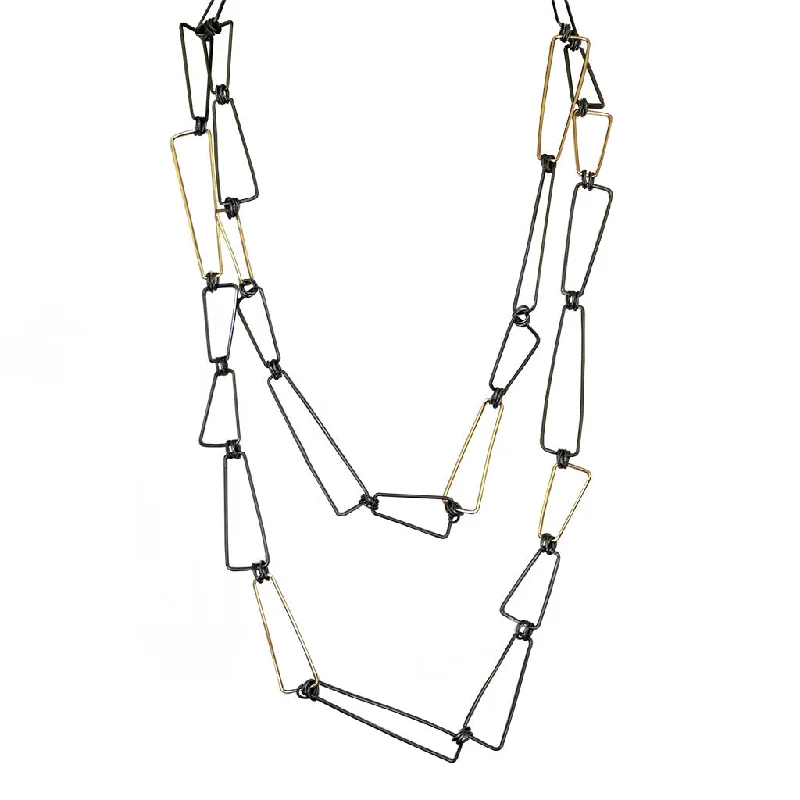 sparkling cross necklaces for women -40" Linked Trapezoid Necklace (N1675)