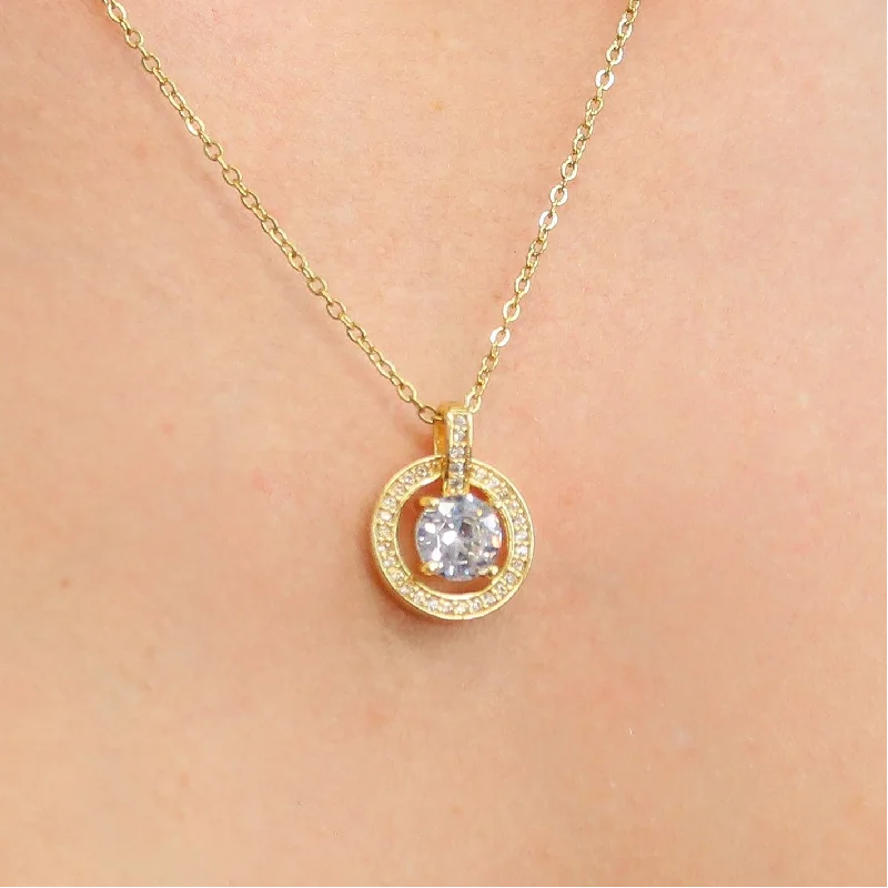 luxury star necklaces for women -ALLURE - Gold Pendant Necklace with CZ Stone