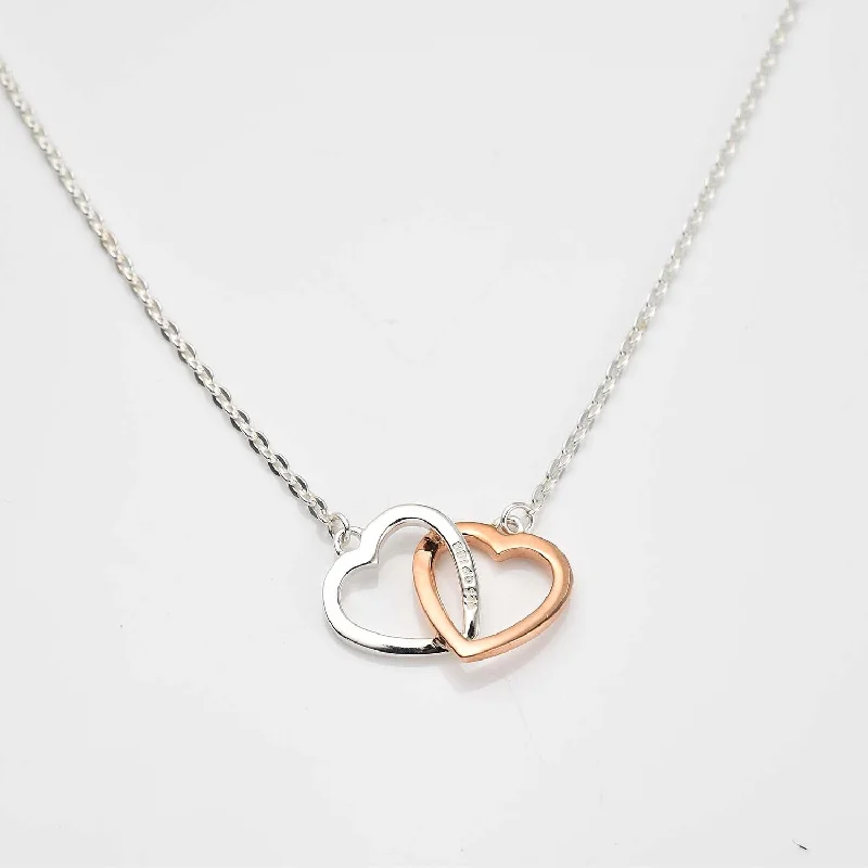 romantic infinity necklaces for women -Linked Heart Dual Necklace