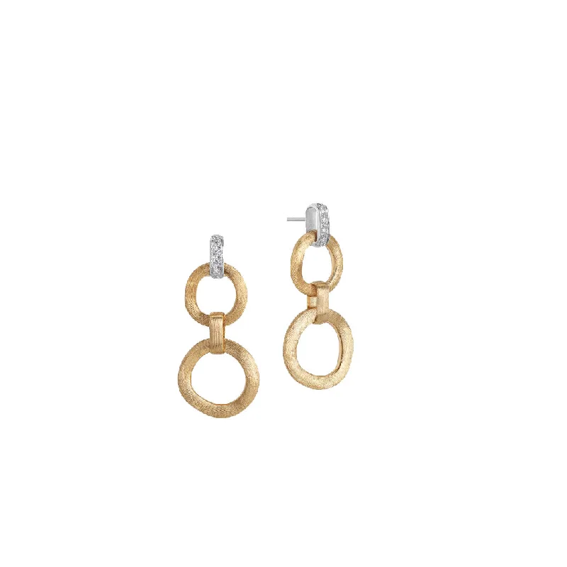 radiant gemstone stud earrings for women -Marco Bicego Jaipur Collection 18K Yellow Gold Double Drop Earrings with Diamonds OB1759 B YW