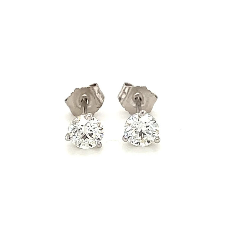 radiant silver drop earrings for women -14k White Gold .73 TW Diamond Stud Earrings