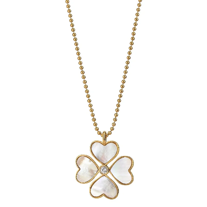 pendant chain necklaces for women -Heart Clover Charm