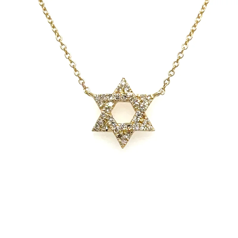 sparkling gemstone necklace with diamond pendants for women -Petite Diamond Star of David - RN2210KYD