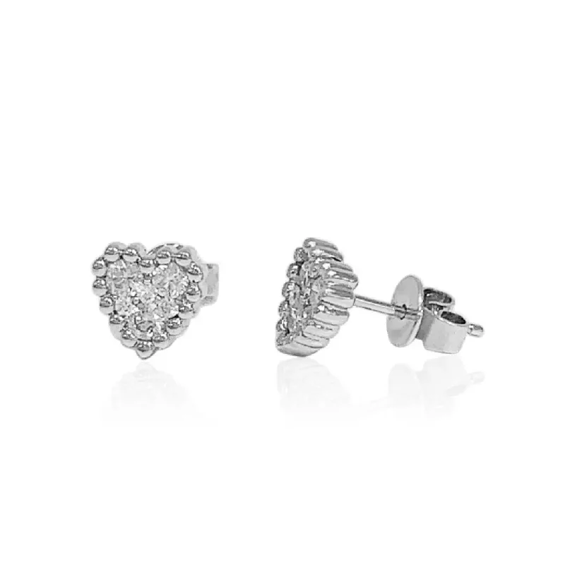 radiant gold drop earrings for women -Diamond Heart Earrings