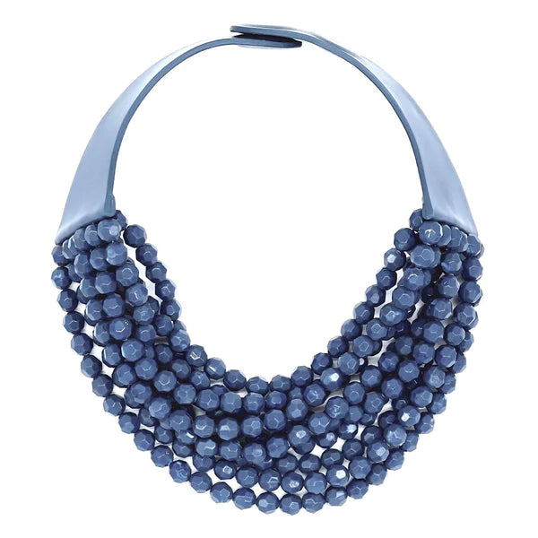 gemstone chain necklaces for women -Navy Beads