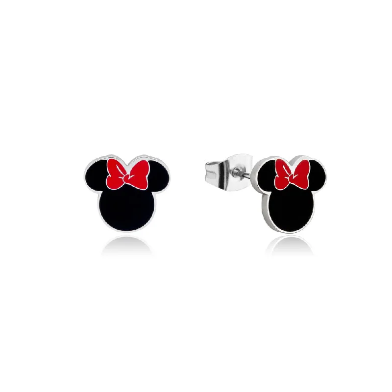 trendy statement earrings for women -Disney Stainless Steel Minnie Silhouette Stud Earrings