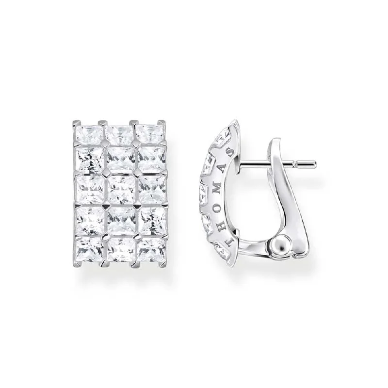 chic gold earrings for women -Thomas Sabo Heritage Sterling Silver CZ Curved Stud Earrings