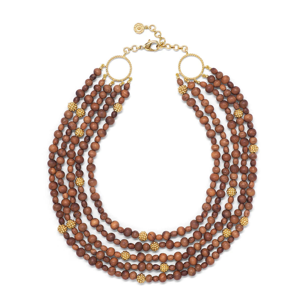 romantic necklaces for women -Earth Goddess Beads 5-Strand Necklace - Teak