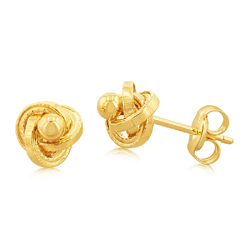 fashion gemstone stud earrings for women -9ct Yellow Gold Knot & Ball 2.5mm Stud Earrings