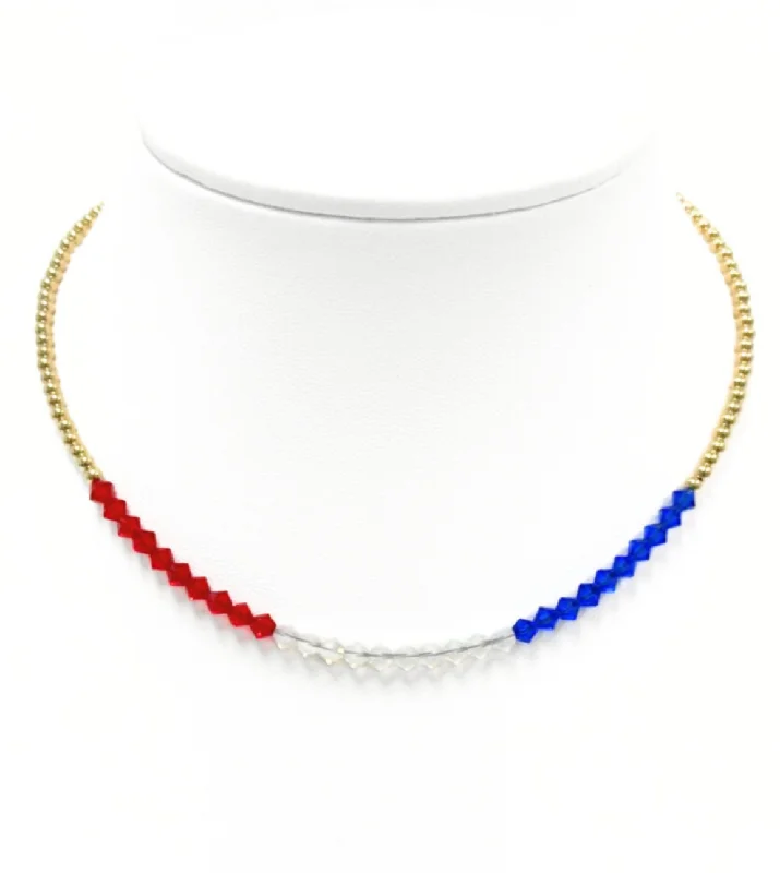 simple gold pendants for women -"USA Crystal BAR" Choker