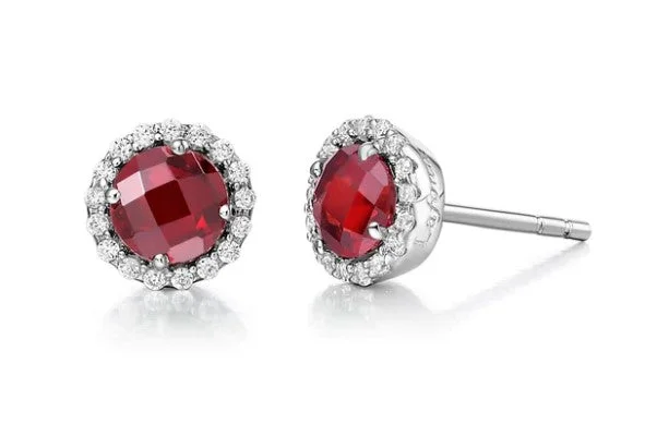 stud earrings for women -Sterling Silver Garnet Birthstone Stud Earrings by Lafonn