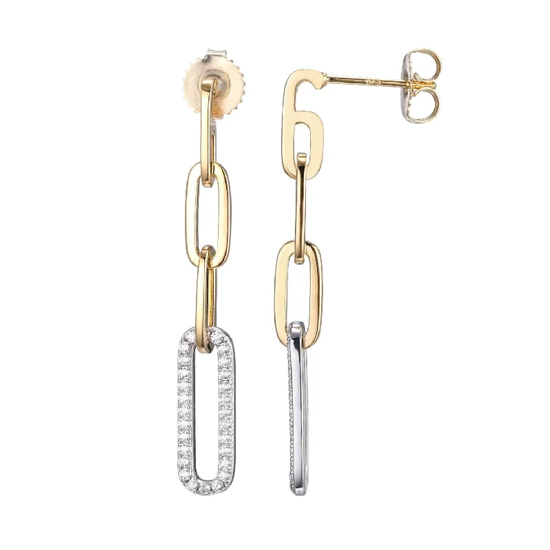 diamond chandelier earrings for women -Paper Clip Collection Two Tone Post Earrings