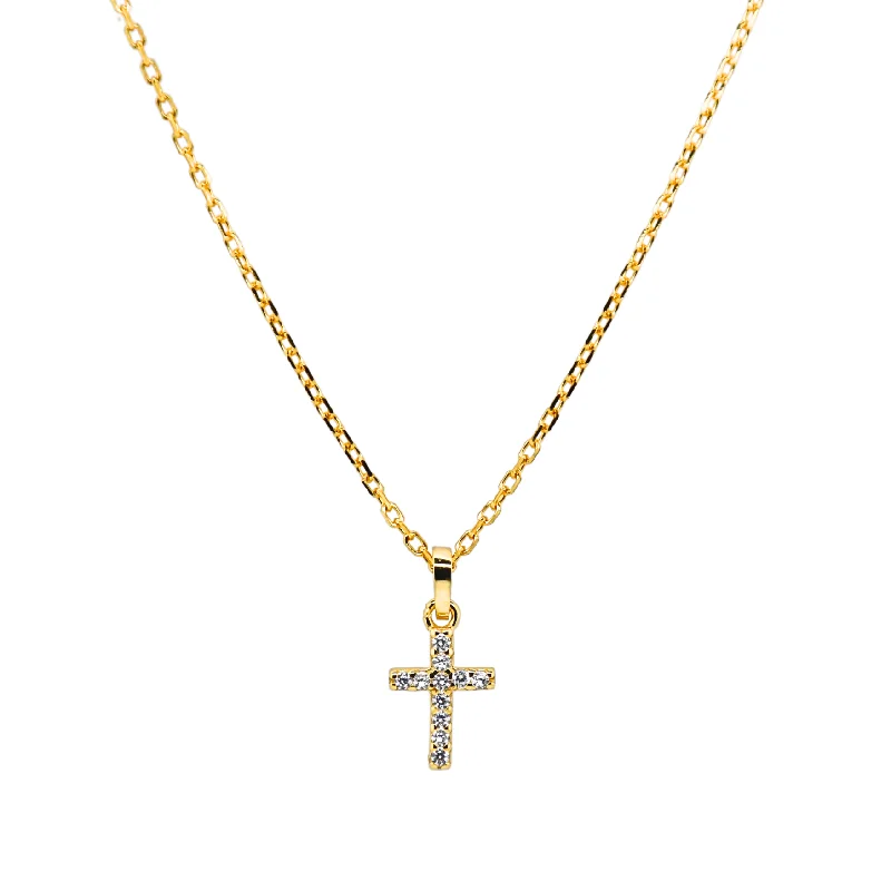 infinity charm necklaces for women -"CATHERINE" Small Pave Cross CZ Necklace