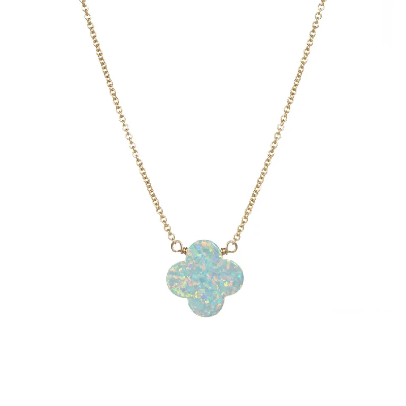 personalized diamond necklaces for women -bara boheme | Large "CLOVER" Opal Necklace