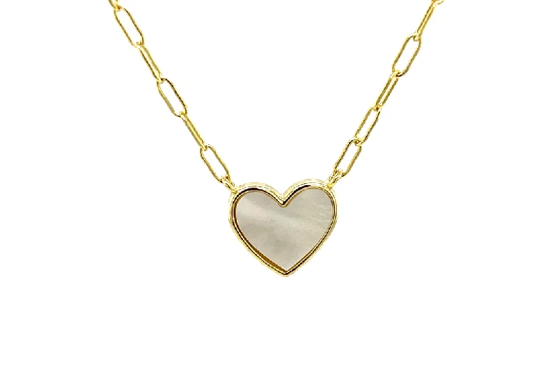 modern pendant necklaces for women -"Adore" Mother of Pearl Heart Necklace