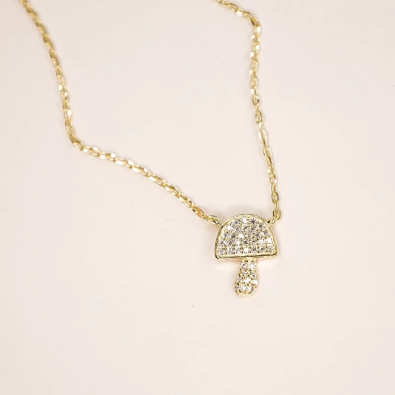 luxury crystal necklaces for women -Mushroom Pave CZ Necklace