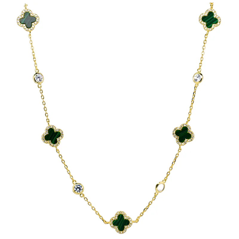 stylish bar pendant necklaces for women -CLOVER BY THE YARD CZ Necklace