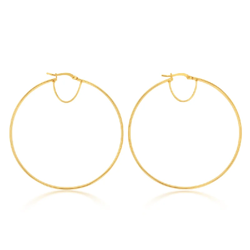 chic moonstone earrings for women -9ct Silverfilled Yellow Gold Plain 50mm Hoop Earrings