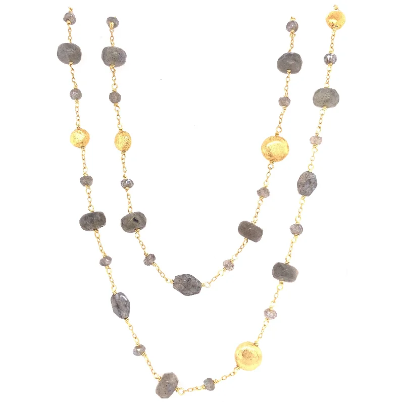 chic pendant necklaces for women -Gold labradorite