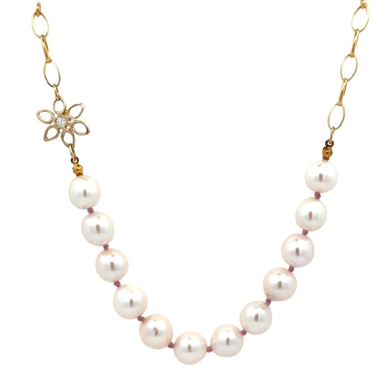 trendy infinity necklaces for women -Pearl and Marquis Link Necklace