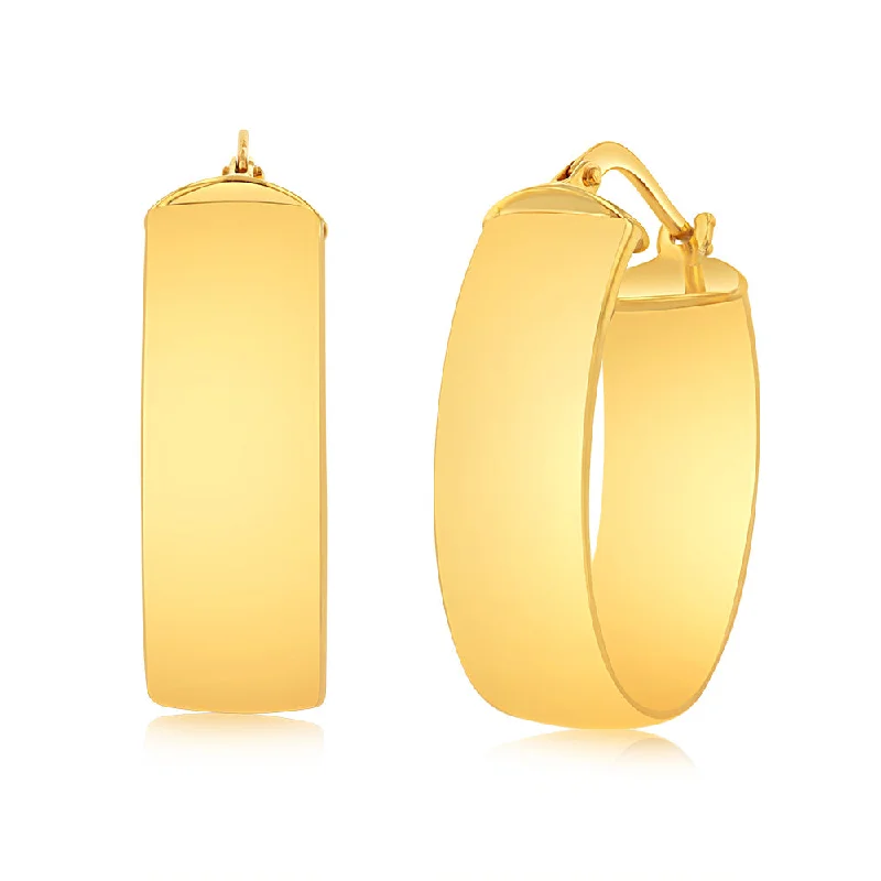 bold earrings with crystals for women -9ct Yellow Gold Polished Oval Hoop Earrings