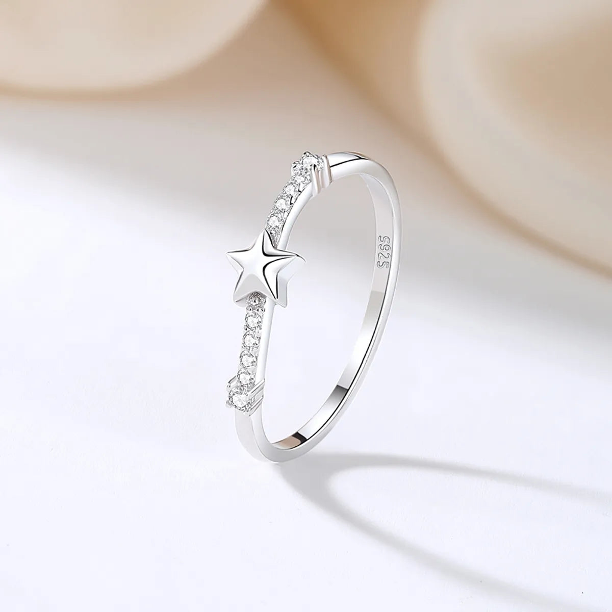 diamond eternity rings for women -Sterling Silver Plating Inlay Star Zircon Rings