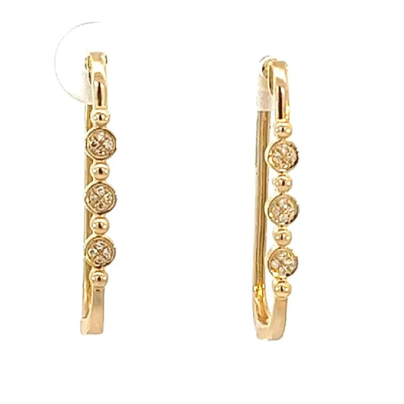 radiant diamond stud earrings for women -Yellow Gold Paper ClipStyle Earrings with Diamonds